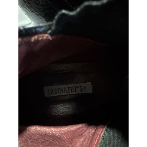 Donna Piu Platform Black Leather & Velvet Boots with Buckle size 9.5 - Picture 16 of 16